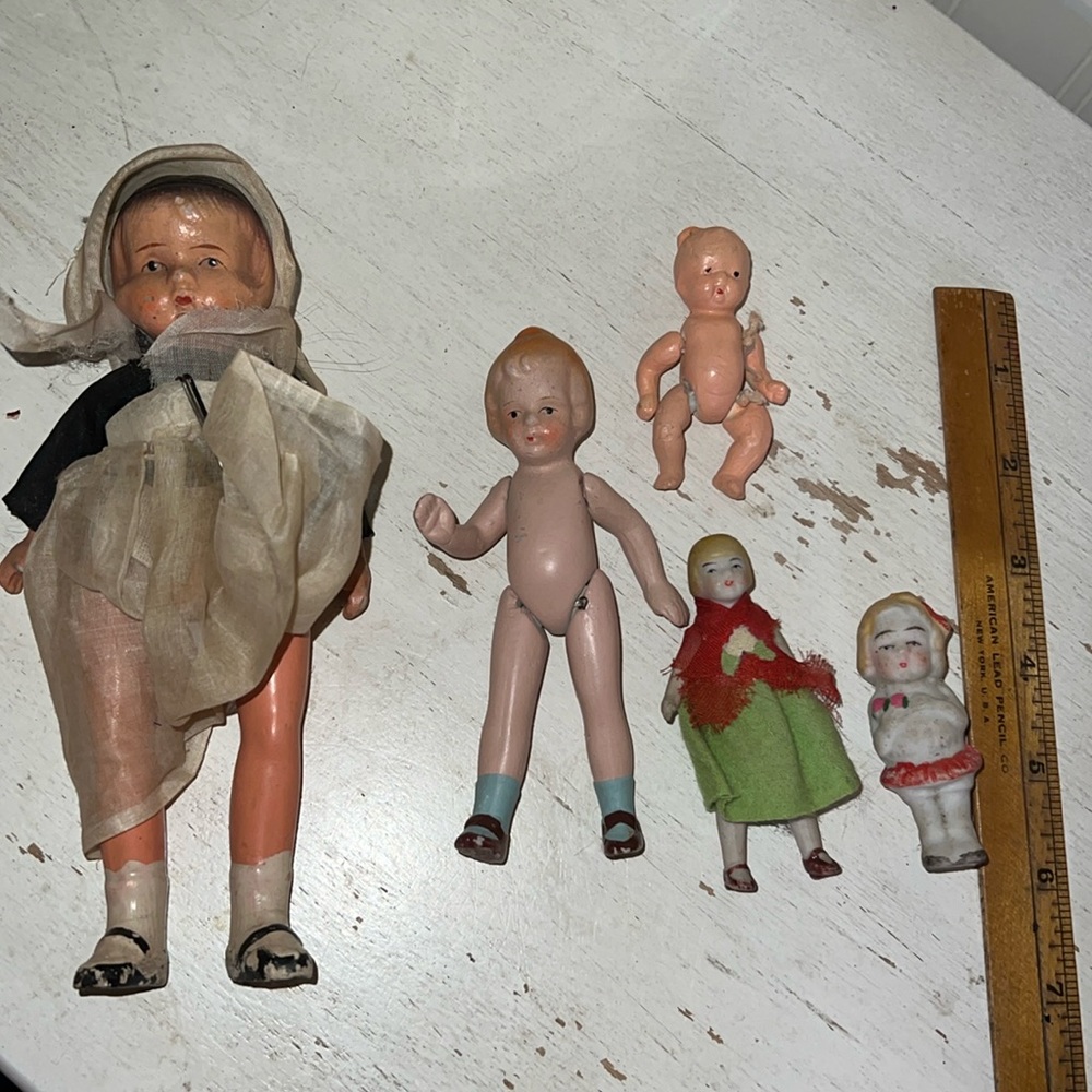 Lot Vintage Japan bisque & Composition jointed dolls